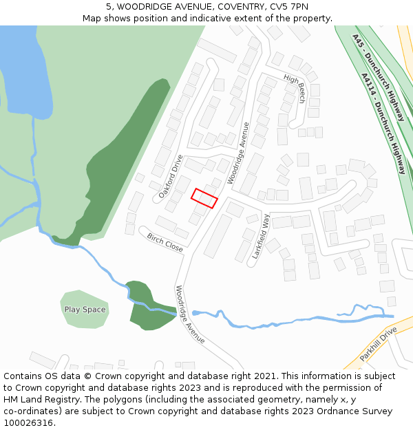 5, WOODRIDGE AVENUE, COVENTRY, CV5 7PN: Location map and indicative extent of plot