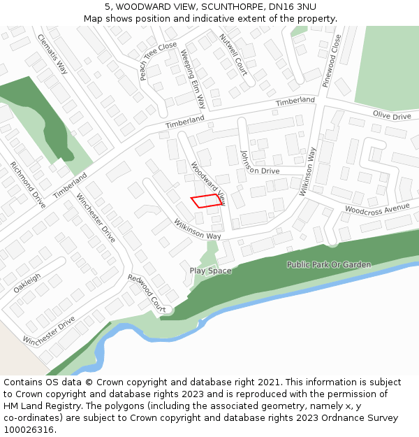 5, WOODWARD VIEW, SCUNTHORPE, DN16 3NU: Location map and indicative extent of plot