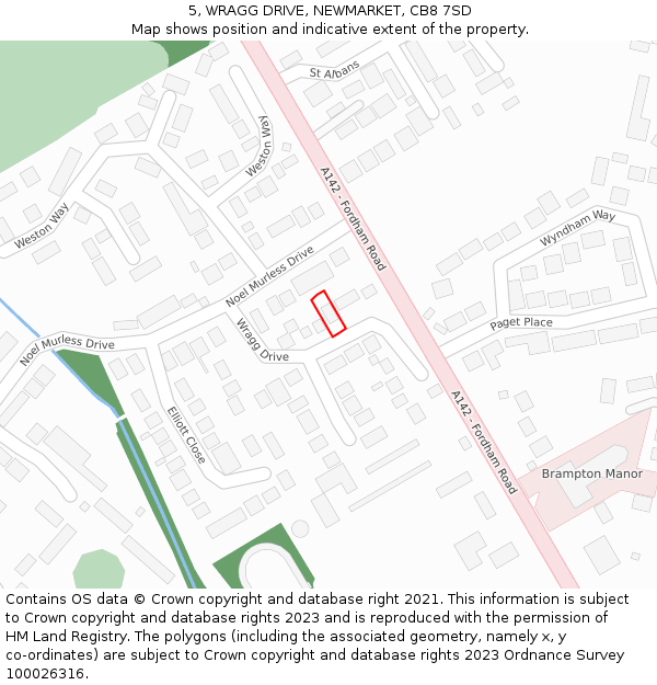 5, WRAGG DRIVE, NEWMARKET, CB8 7SD: Location map and indicative extent of plot