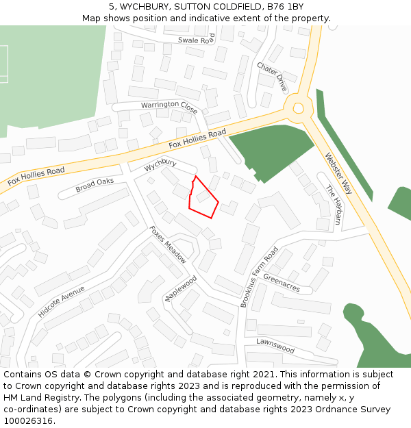 5, WYCHBURY, SUTTON COLDFIELD, B76 1BY: Location map and indicative extent of plot