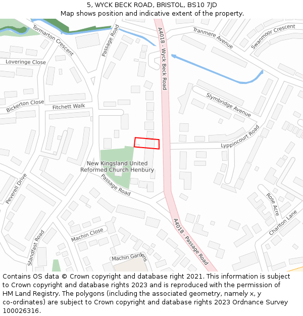 5, WYCK BECK ROAD, BRISTOL, BS10 7JD: Location map and indicative extent of plot