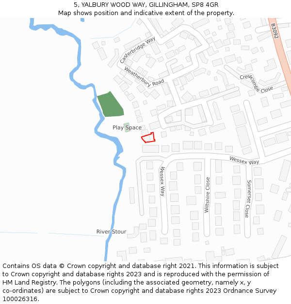 5, YALBURY WOOD WAY, GILLINGHAM, SP8 4GR: Location map and indicative extent of plot