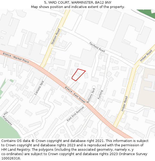5, YARD COURT, WARMINSTER, BA12 9NY: Location map and indicative extent of plot