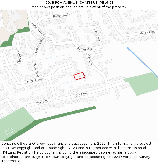 50, BIRCH AVENUE, CHATTERIS, PE16 6JJ: Location map and indicative extent of plot