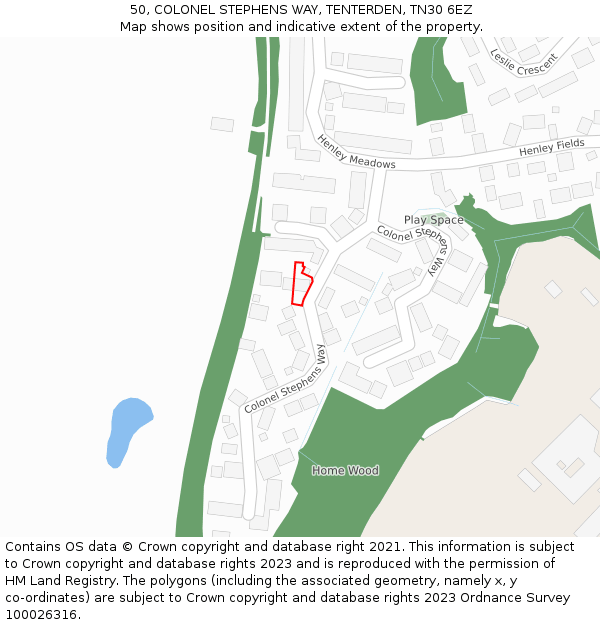 50, COLONEL STEPHENS WAY, TENTERDEN, TN30 6EZ: Location map and indicative extent of plot
