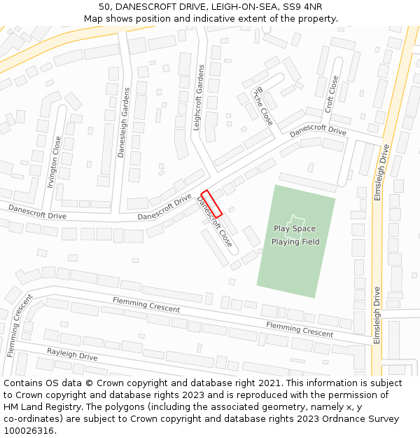 50, DANESCROFT DRIVE, LEIGH-ON-SEA, SS9 4NR: Location map and indicative extent of plot