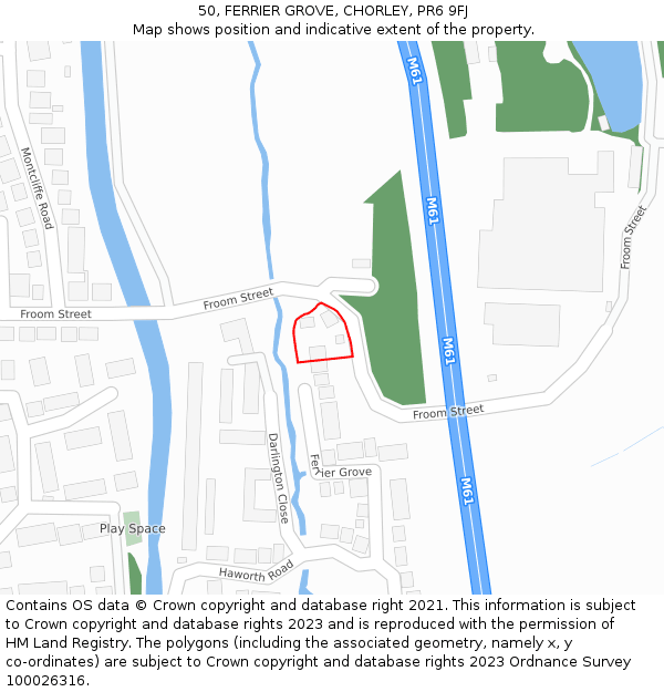 50, FERRIER GROVE, CHORLEY, PR6 9FJ: Location map and indicative extent of plot