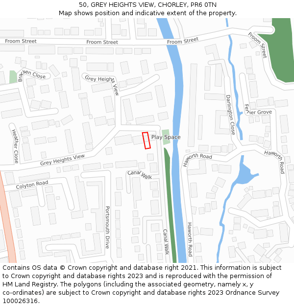 50, GREY HEIGHTS VIEW, CHORLEY, PR6 0TN: Location map and indicative extent of plot