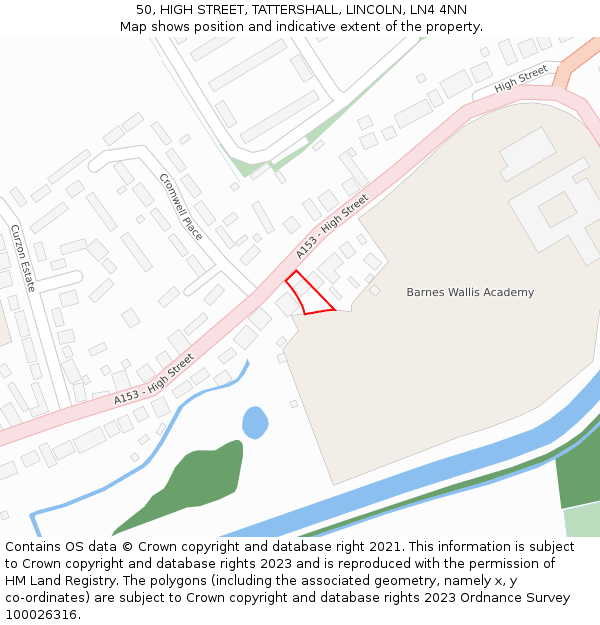 50, HIGH STREET, TATTERSHALL, LINCOLN, LN4 4NN: Location map and indicative extent of plot