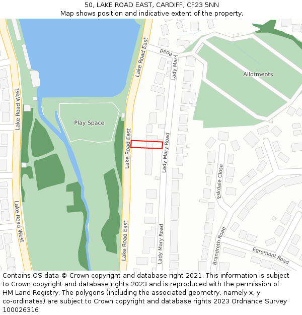 50, LAKE ROAD EAST, CARDIFF, CF23 5NN: Location map and indicative extent of plot