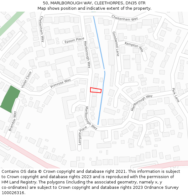 50, MARLBOROUGH WAY, CLEETHORPES, DN35 0TR: Location map and indicative extent of plot