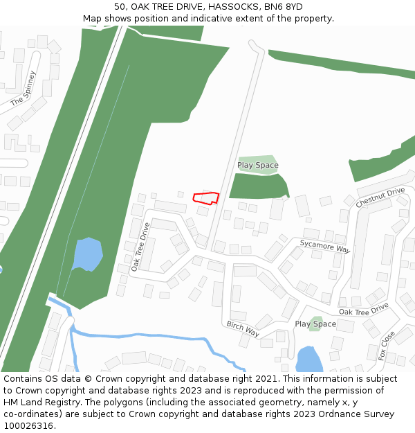 50, OAK TREE DRIVE, HASSOCKS, BN6 8YD: Location map and indicative extent of plot