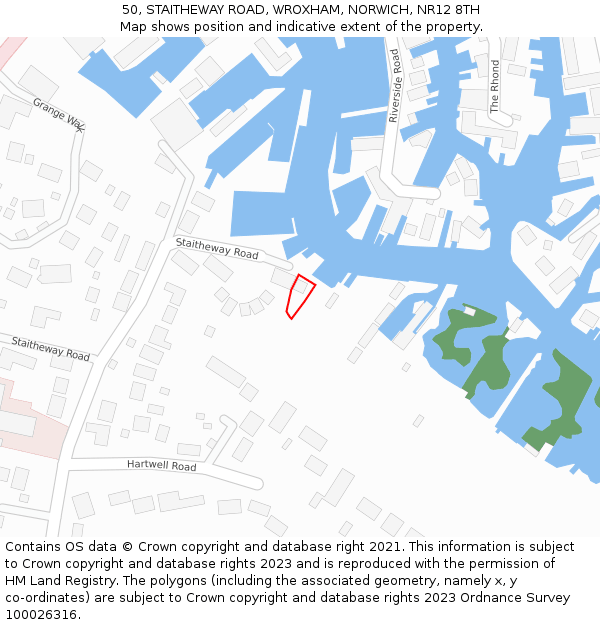 50, STAITHEWAY ROAD, WROXHAM, NORWICH, NR12 8TH: Location map and indicative extent of plot