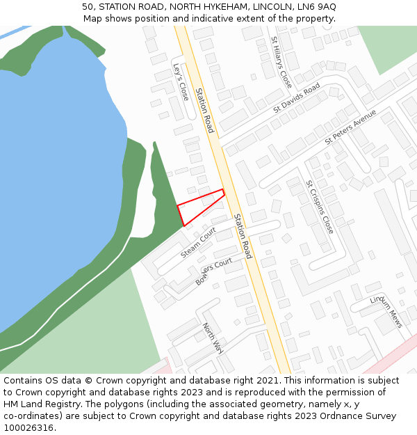 50, STATION ROAD, NORTH HYKEHAM, LINCOLN, LN6 9AQ: Location map and indicative extent of plot