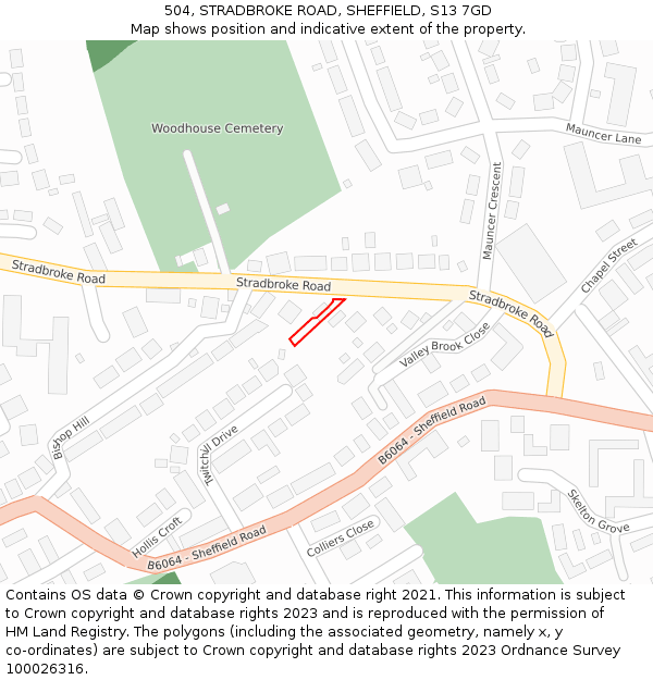 504, STRADBROKE ROAD, SHEFFIELD, S13 7GD: Location map and indicative extent of plot