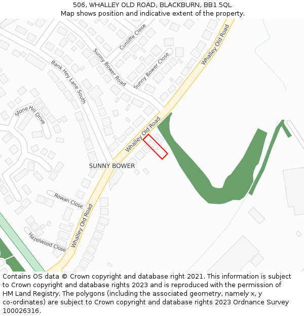 506, WHALLEY OLD ROAD, BLACKBURN, BB1 5QL: Location map and indicative extent of plot