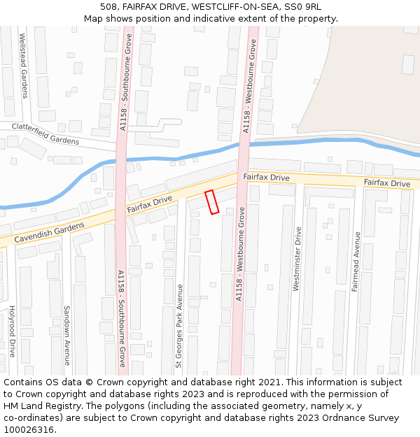 508, FAIRFAX DRIVE, WESTCLIFF-ON-SEA, SS0 9RL: Location map and indicative extent of plot