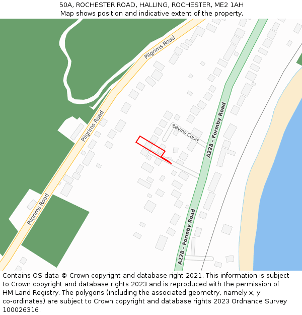 50A, ROCHESTER ROAD, HALLING, ROCHESTER, ME2 1AH: Location map and indicative extent of plot