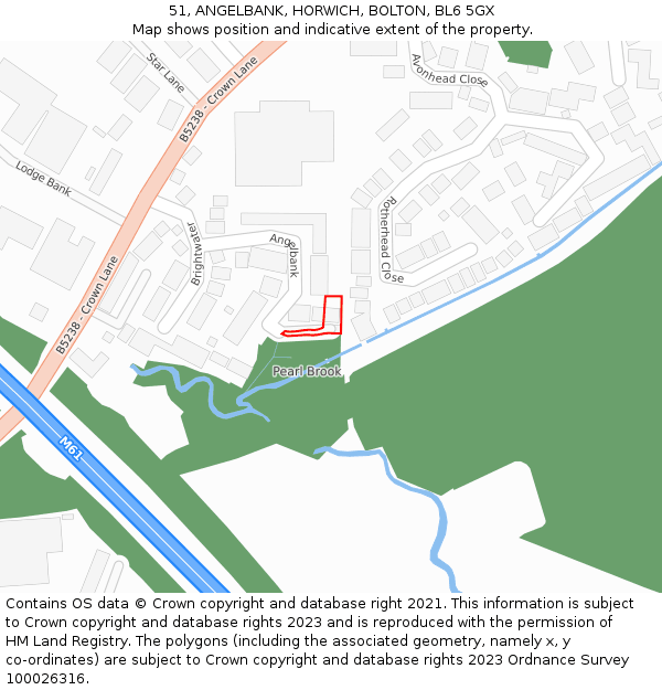 51, ANGELBANK, HORWICH, BOLTON, BL6 5GX: Location map and indicative extent of plot