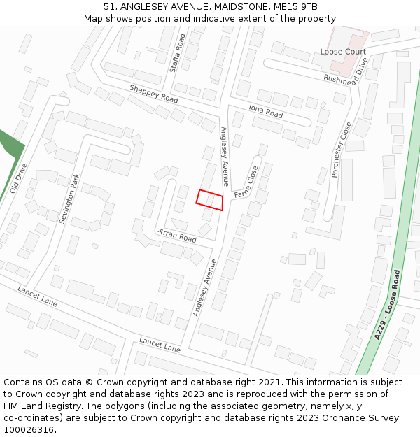 51, ANGLESEY AVENUE, MAIDSTONE, ME15 9TB: Location map and indicative extent of plot