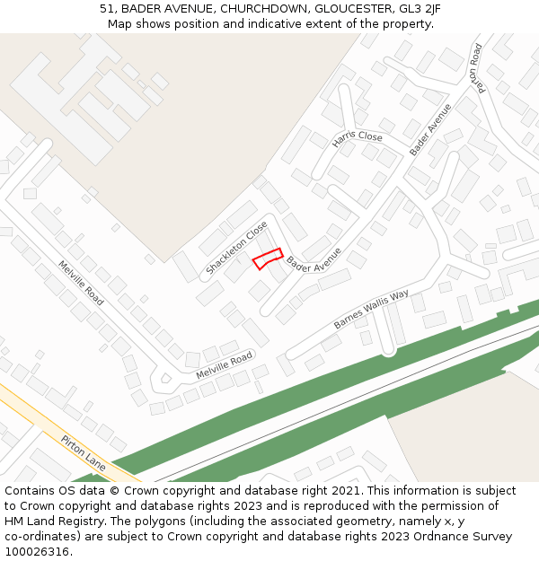 51, BADER AVENUE, CHURCHDOWN, GLOUCESTER, GL3 2JF: Location map and indicative extent of plot