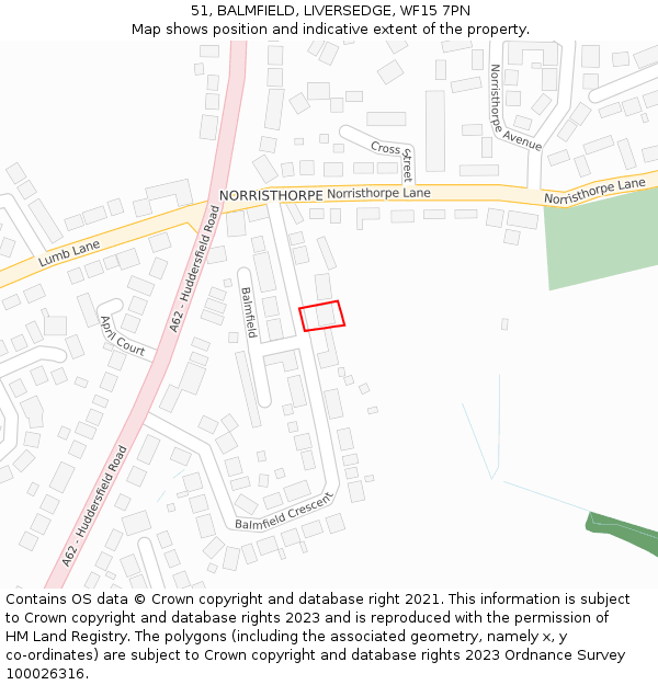 51, BALMFIELD, LIVERSEDGE, WF15 7PN: Location map and indicative extent of plot