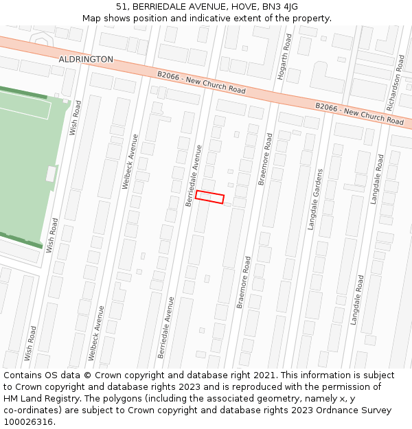51, BERRIEDALE AVENUE, HOVE, BN3 4JG: Location map and indicative extent of plot