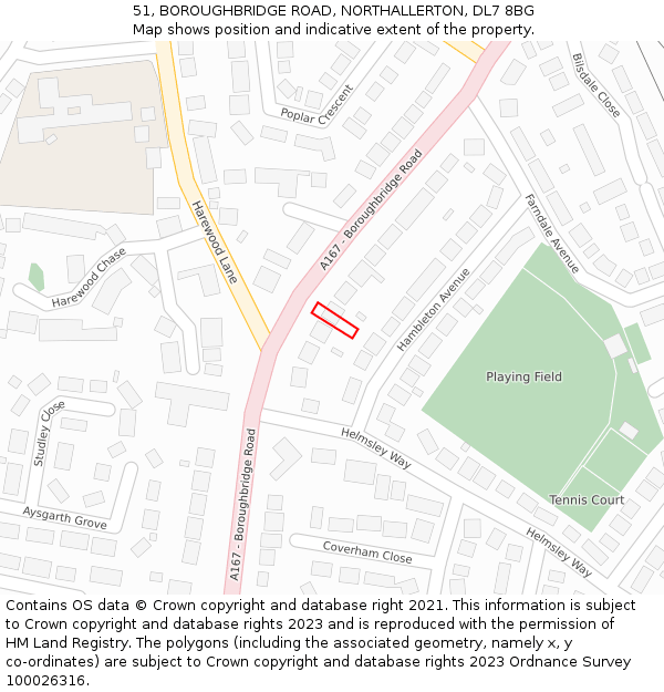 51, BOROUGHBRIDGE ROAD, NORTHALLERTON, DL7 8BG: Location map and indicative extent of plot