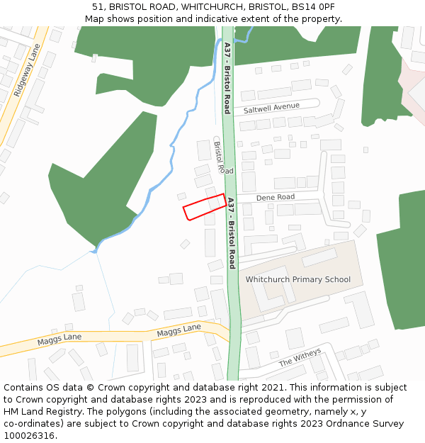 51, BRISTOL ROAD, WHITCHURCH, BRISTOL, BS14 0PF: Location map and indicative extent of plot