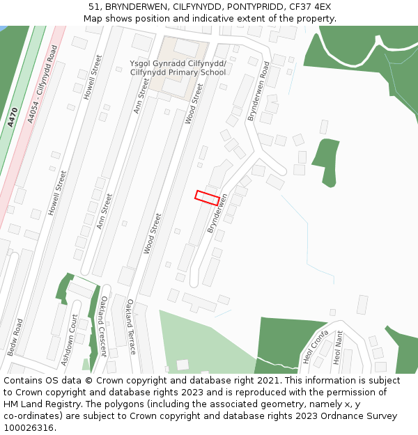 51, BRYNDERWEN, CILFYNYDD, PONTYPRIDD, CF37 4EX: Location map and indicative extent of plot