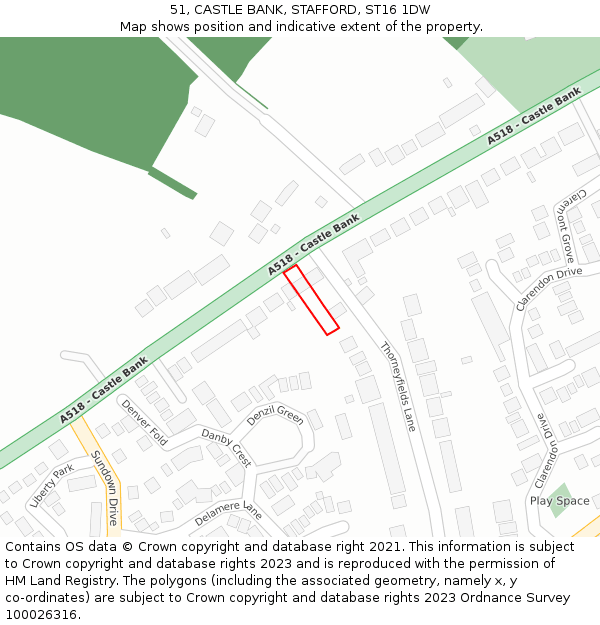 51, CASTLE BANK, STAFFORD, ST16 1DW: Location map and indicative extent of plot