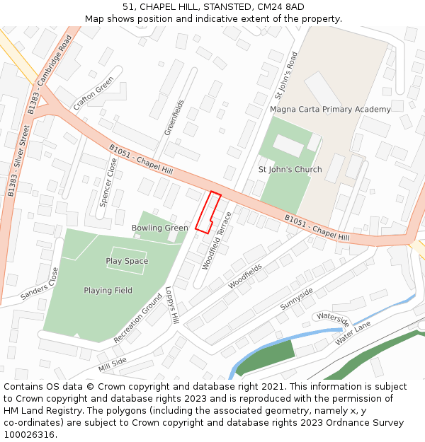 51, CHAPEL HILL, STANSTED, CM24 8AD: Location map and indicative extent of plot