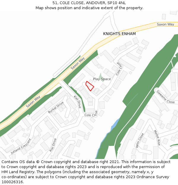 51, COLE CLOSE, ANDOVER, SP10 4NL: Location map and indicative extent of plot