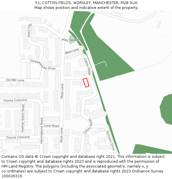 51, COTTON FIELDS, WORSLEY, MANCHESTER, M28 3UA: Location map and indicative extent of plot