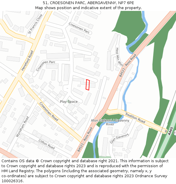 51, CROESONEN PARC, ABERGAVENNY, NP7 6PE: Location map and indicative extent of plot