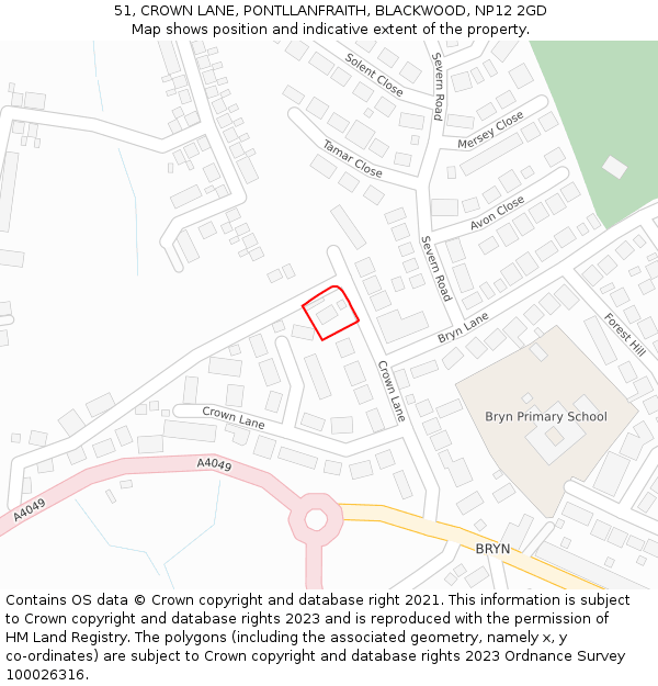 51, CROWN LANE, PONTLLANFRAITH, BLACKWOOD, NP12 2GD: Location map and indicative extent of plot