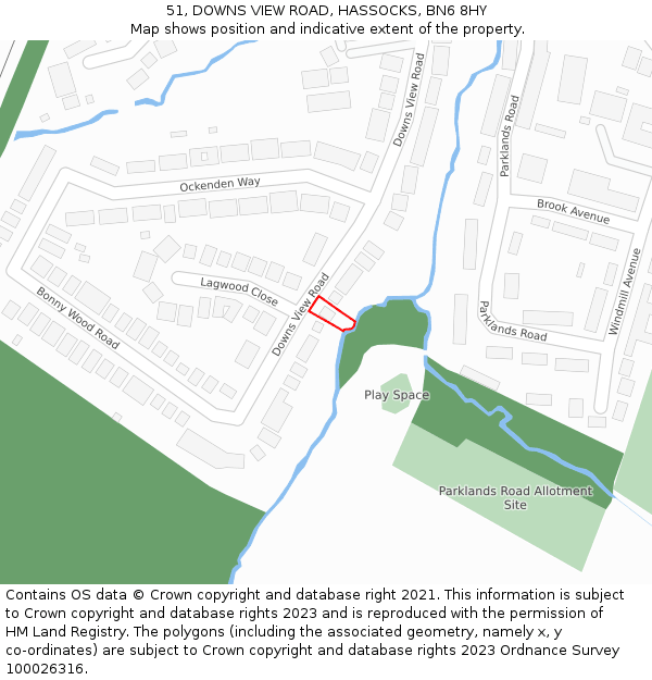 51, DOWNS VIEW ROAD, HASSOCKS, BN6 8HY: Location map and indicative extent of plot