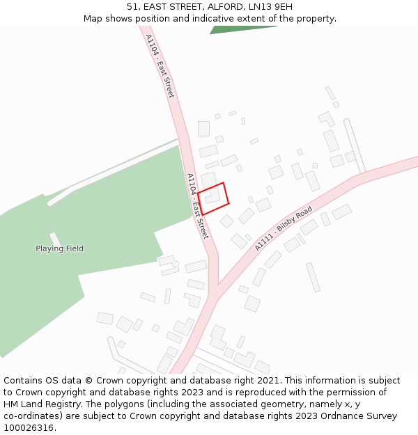 51, EAST STREET, ALFORD, LN13 9EH: Location map and indicative extent of plot