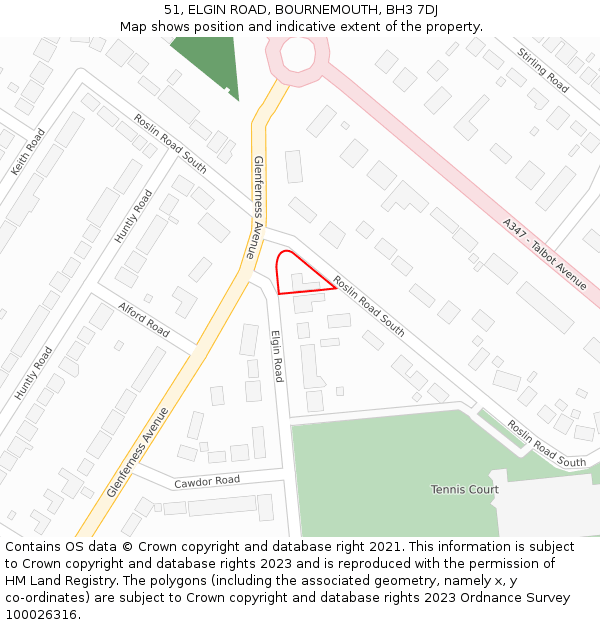 51, ELGIN ROAD, BOURNEMOUTH, BH3 7DJ: Location map and indicative extent of plot