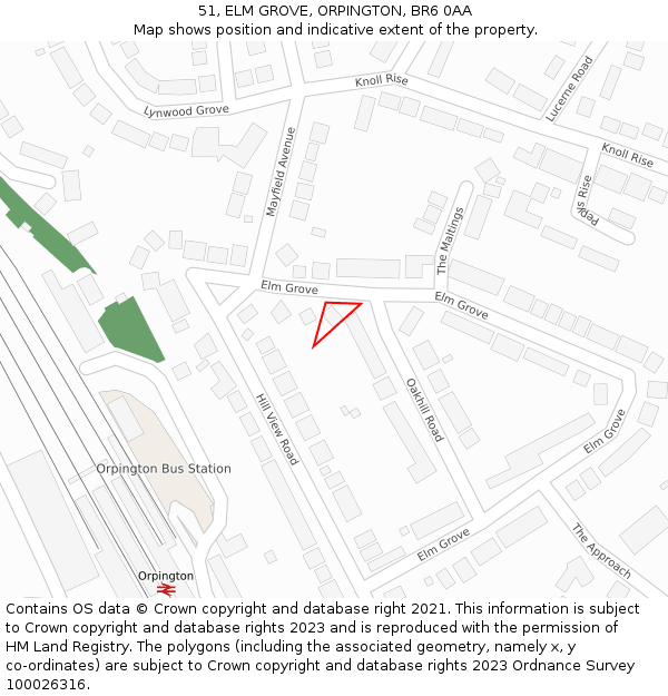 51, ELM GROVE, ORPINGTON, BR6 0AA: Location map and indicative extent of plot