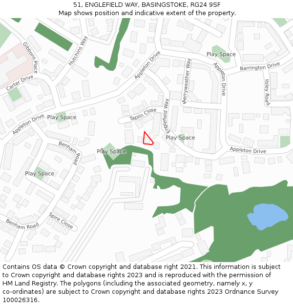51, ENGLEFIELD WAY, BASINGSTOKE, RG24 9SF: Location map and indicative extent of plot