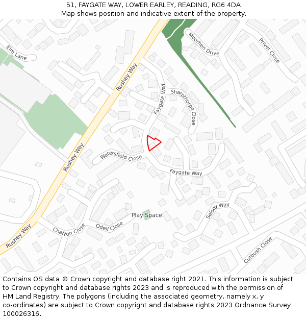 51, FAYGATE WAY, LOWER EARLEY, READING, RG6 4DA: Location map and indicative extent of plot