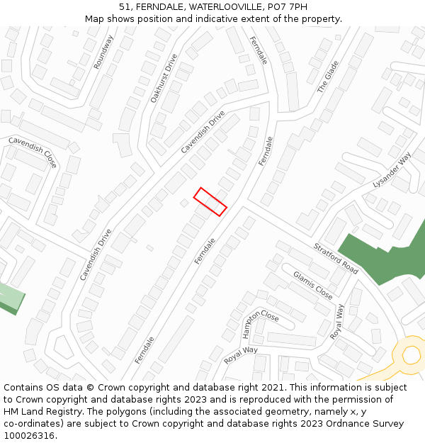 51, FERNDALE, WATERLOOVILLE, PO7 7PH: Location map and indicative extent of plot