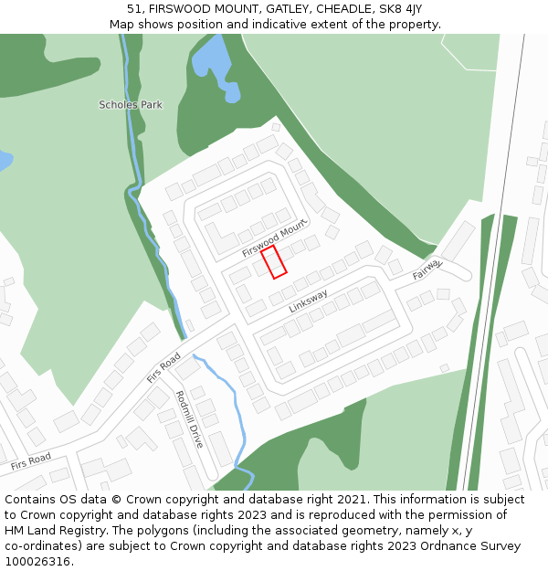 51, FIRSWOOD MOUNT, GATLEY, CHEADLE, SK8 4JY: Location map and indicative extent of plot