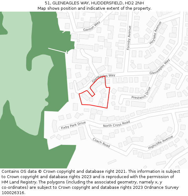 51, GLENEAGLES WAY, HUDDERSFIELD, HD2 2NH: Location map and indicative extent of plot