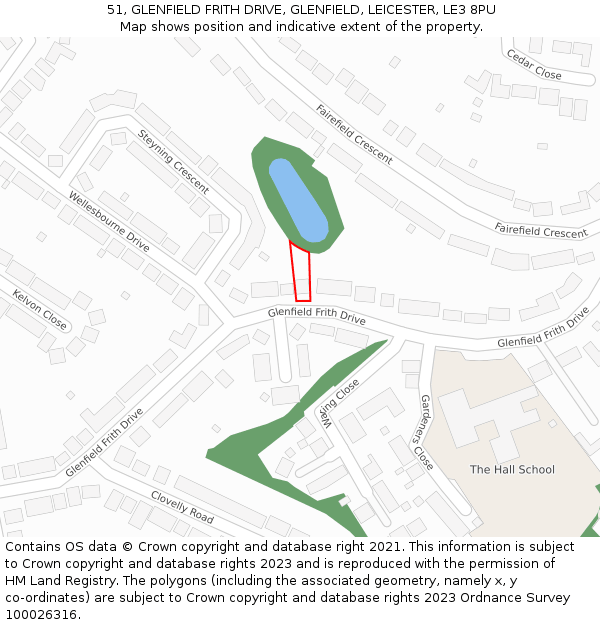 51, GLENFIELD FRITH DRIVE, GLENFIELD, LEICESTER, LE3 8PU: Location map and indicative extent of plot