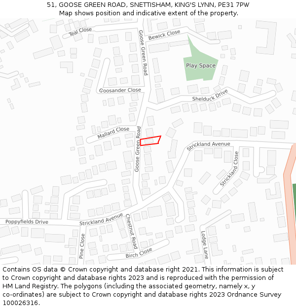 51, GOOSE GREEN ROAD, SNETTISHAM, KING'S LYNN, PE31 7PW: Location map and indicative extent of plot