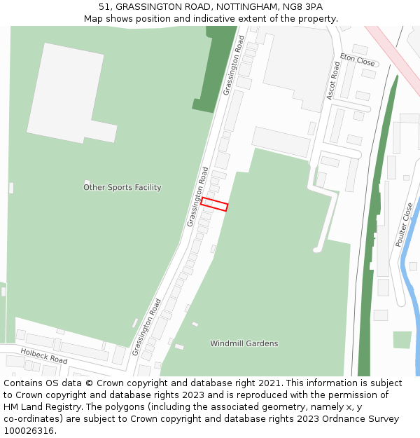 51, GRASSINGTON ROAD, NOTTINGHAM, NG8 3PA: Location map and indicative extent of plot