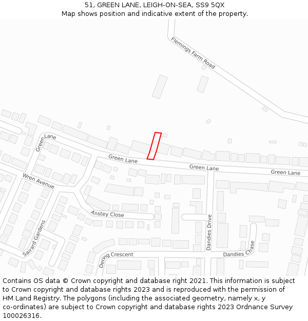 51, GREEN LANE, LEIGH-ON-SEA, SS9 5QX: Location map and indicative extent of plot