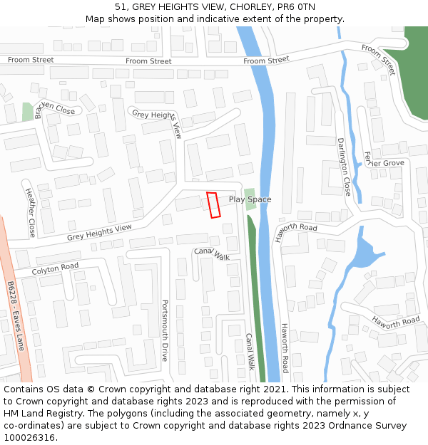 51, GREY HEIGHTS VIEW, CHORLEY, PR6 0TN: Location map and indicative extent of plot